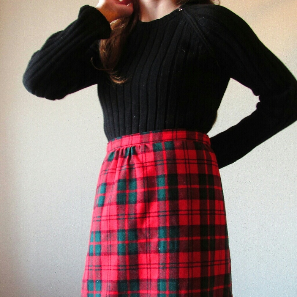 Pendleton Vintage Wool Plaid Skirt Knee Length R